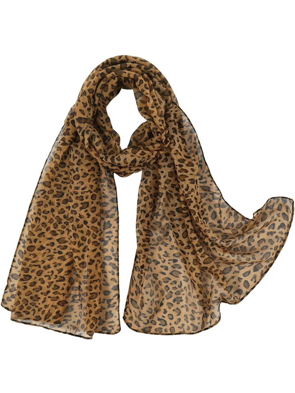 Leopard Print Lightweight Scarf - Tan